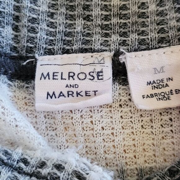 Melrose and Market Waffle Knit Thermal Distressed Burnout Top Medium M - Picture 8 of 9